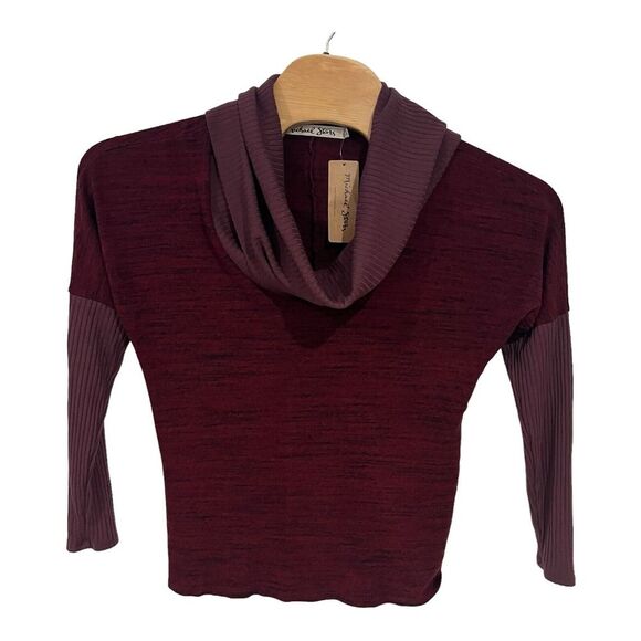 Michael Stars burgundy cowl neck long sleeve sweater, One Size, USA-madeNWT $97‎ - Picture 1 of 14